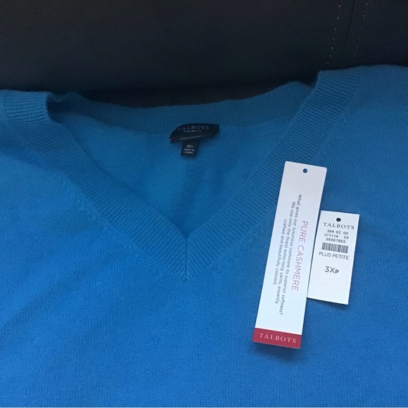 NWTL!! Talbots 100% cashmere sweater.  Beautiful sky bluecolor - Picture 2 of 2